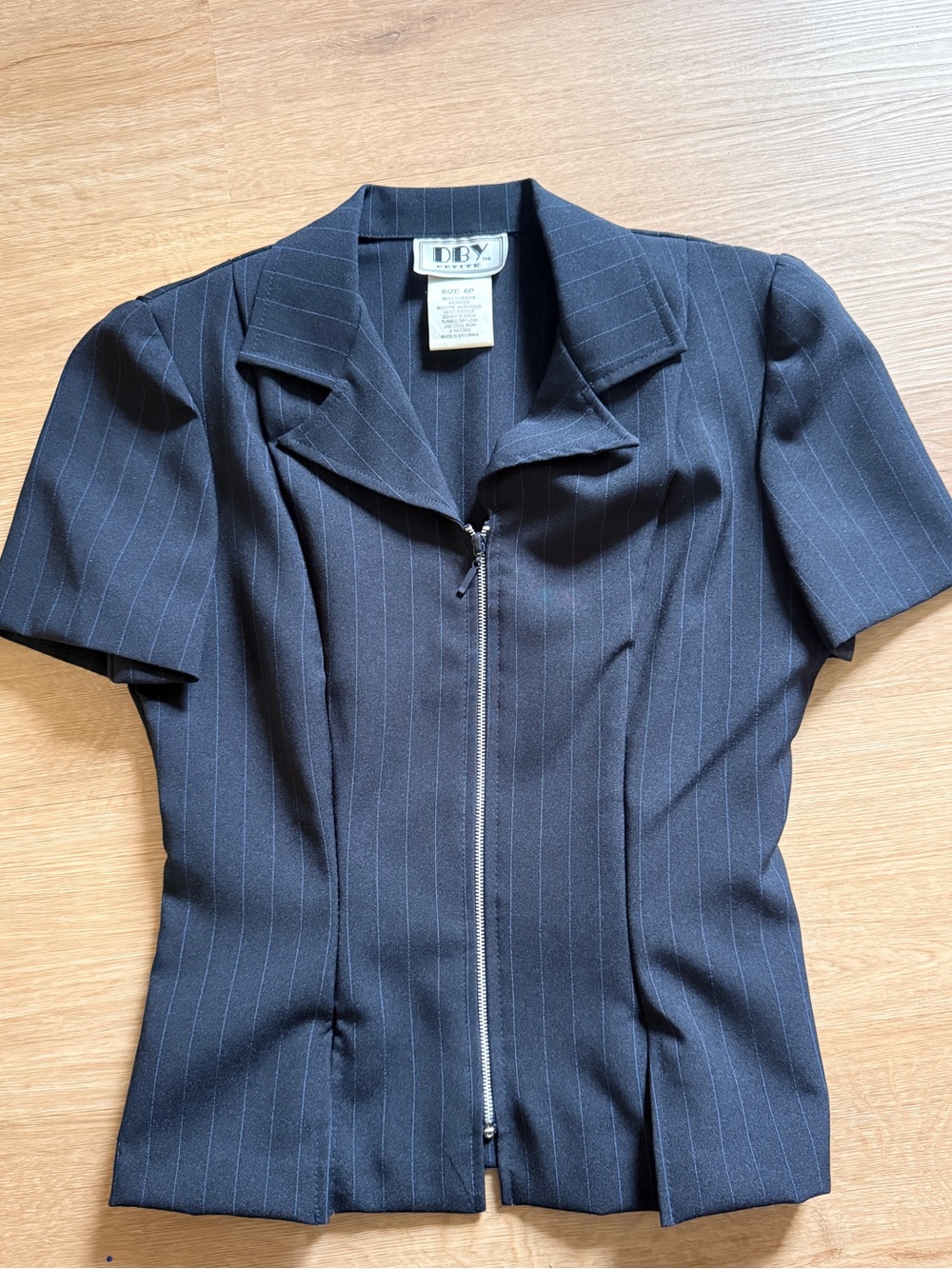 DBY Petite Women's Navy Pinstripe Blazer - Size 6P